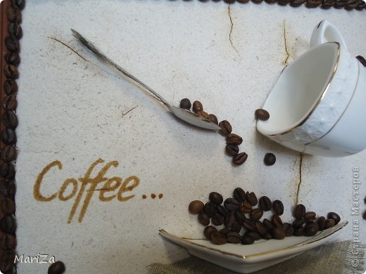 Картина чашка из кофейных зерен мастер класс
